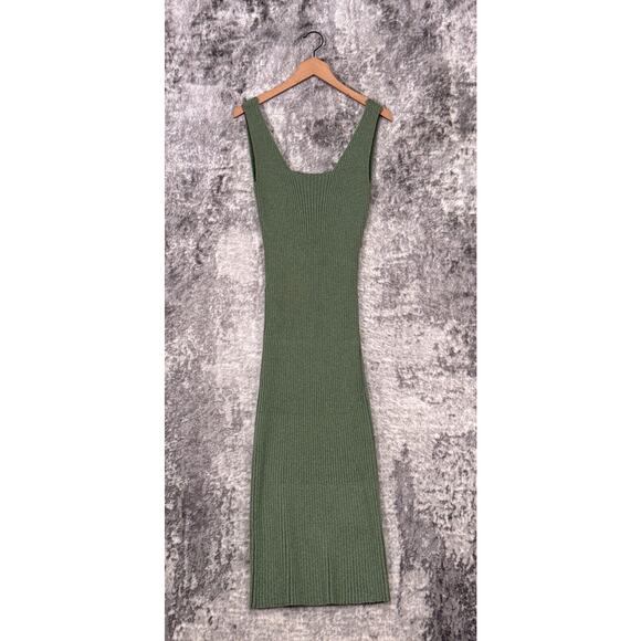 Anthropologie Dresses & Skirts - Anthropologie Dress Medium Womens AMADI Green Knit Ribbed Backless Midi Maxi